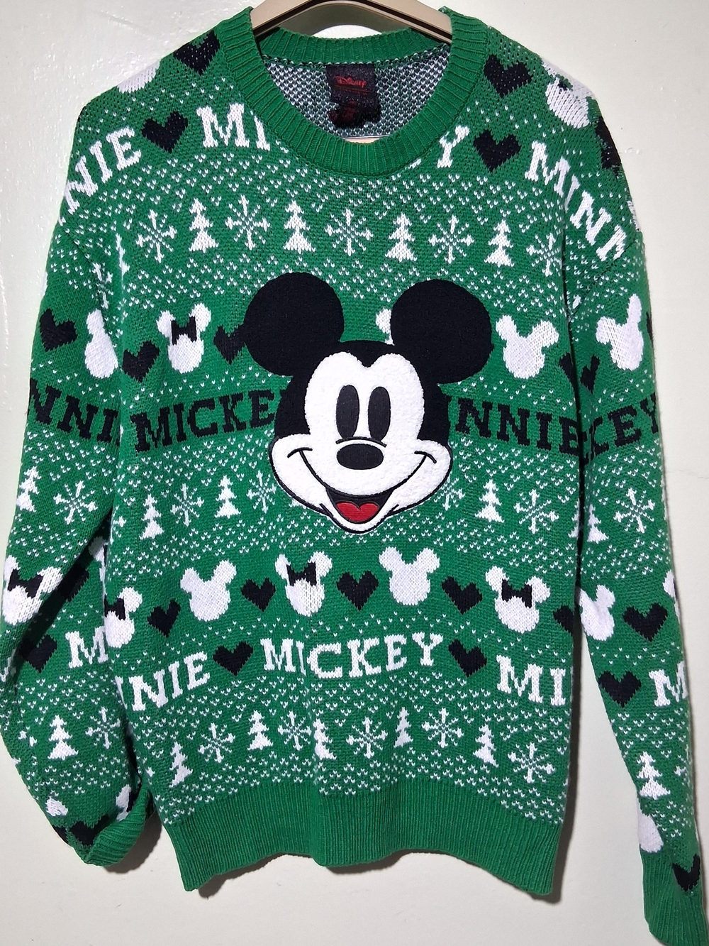 Disney Mickey Mouse Green Holiday Knit Sweater